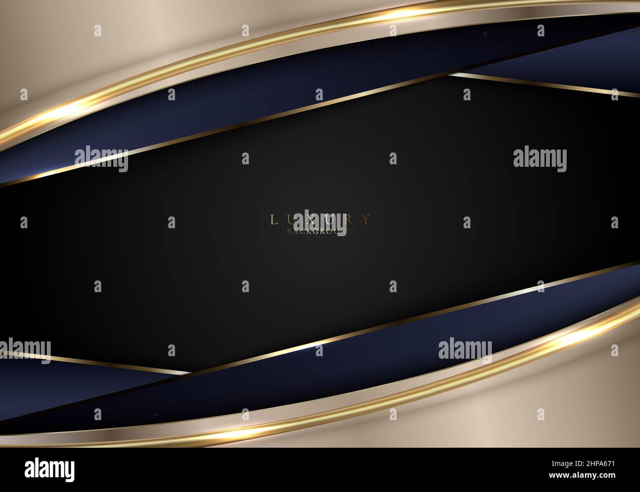 Abstract 3D modern template luxury style blue and golden stripes with ...