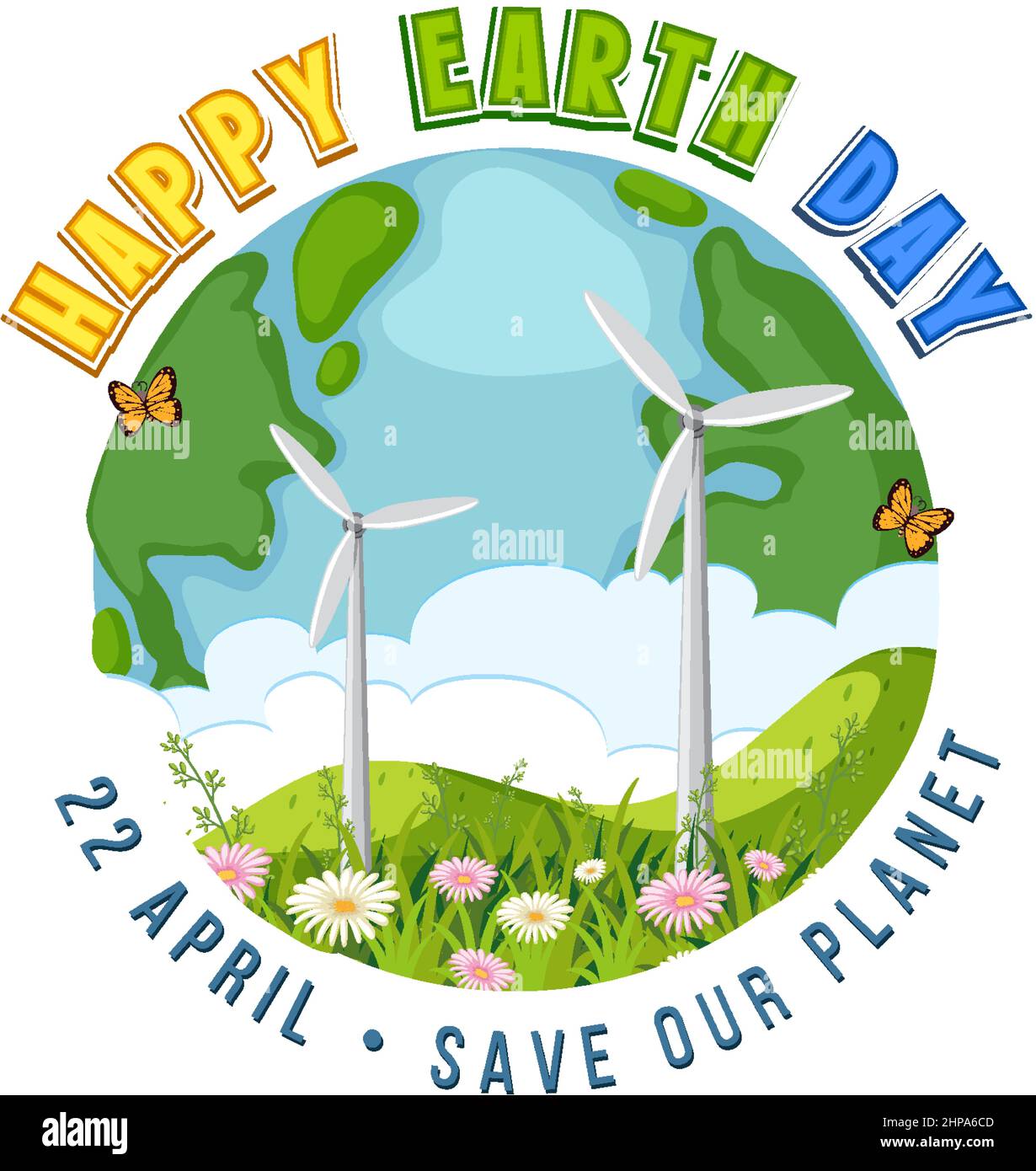 Happy Earth Day 22 April logo banner illustration Stock Vector Image ...
