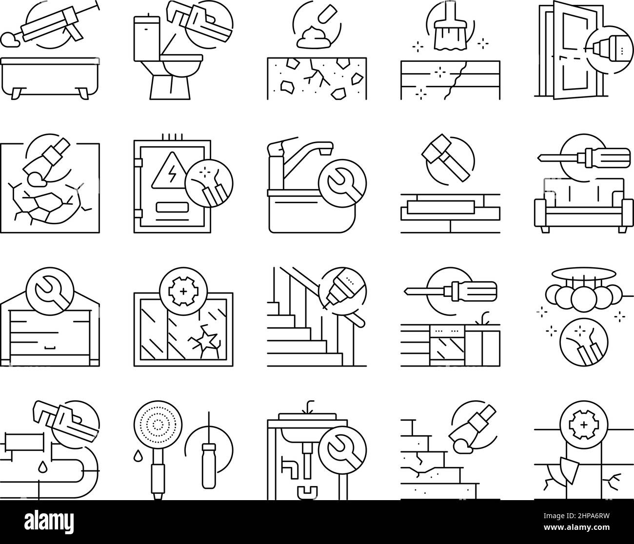 Home Repair Occupation Collection Icons Set Vector Stock Vector Image ...