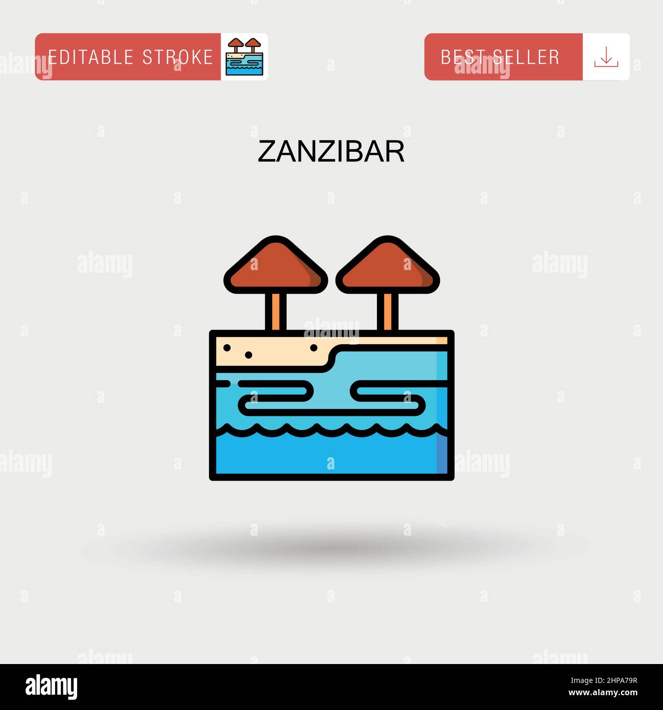 Zanzibar Simple vector icon. Stock Vector