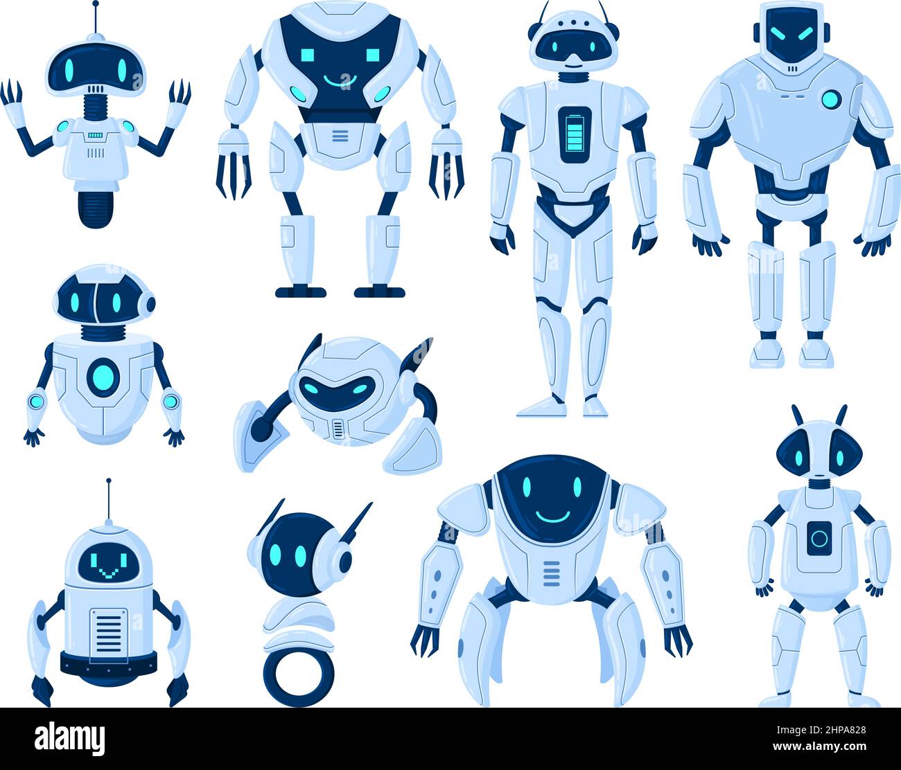 Cartoon robots, cyborg machine artificial intelligence characters. Digital  cyborgs and modern technology machines vector illustration set. Robot carto  Stock Vector Image & Art - Alamy