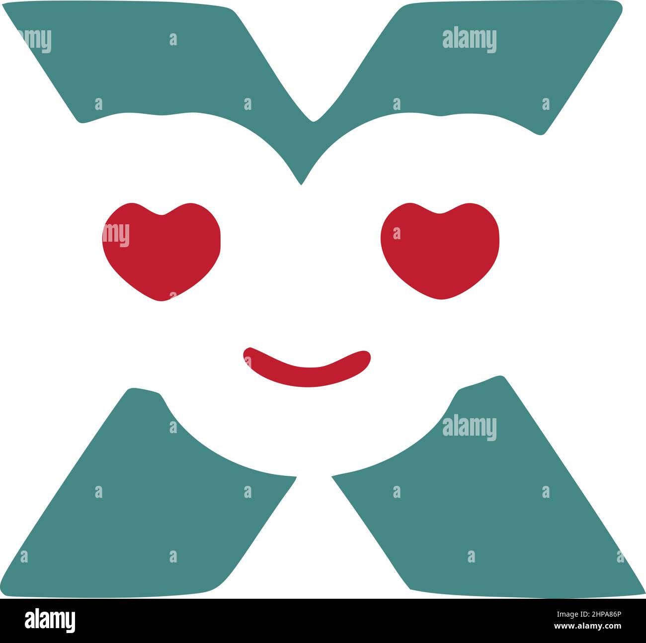 Letter x in love is a cute character in doodle style Stock Vector Image ...