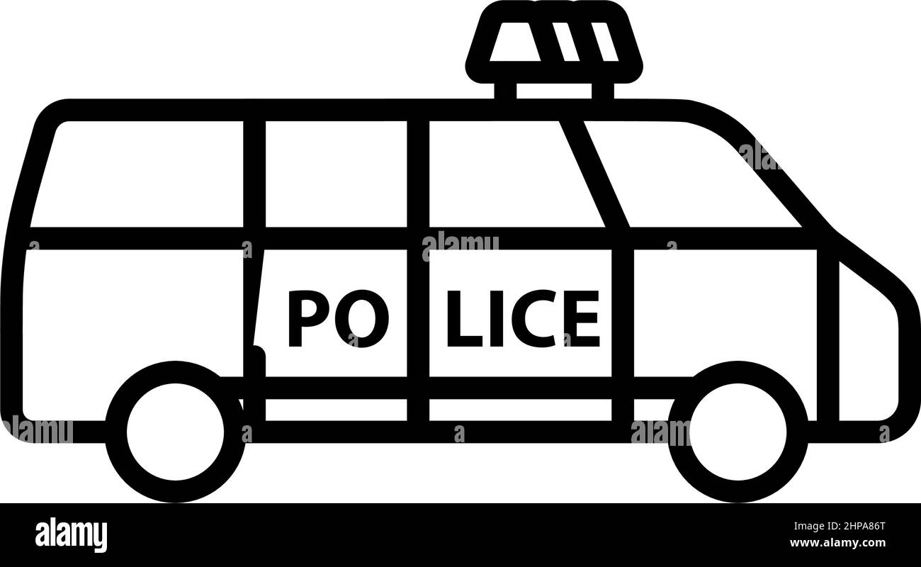 Police Van Icon. Bold outline design with editable stroke width. Vector ...
