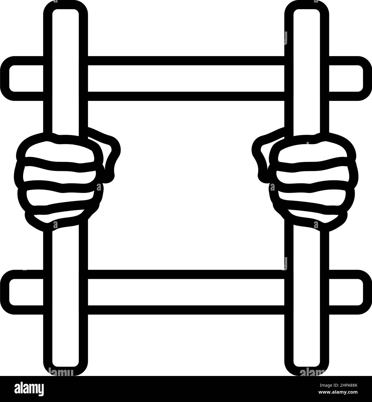 Hands Holding Prison Bars Icon. Bold outline design with editable stroke width. Vector Illustration. Stock Vector