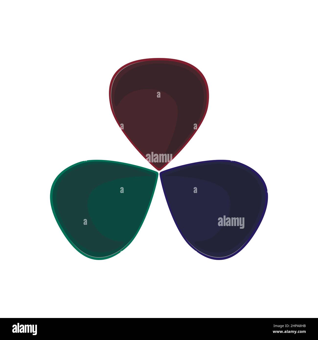 guitar pick icon. vector illustration, red,green,blue on white