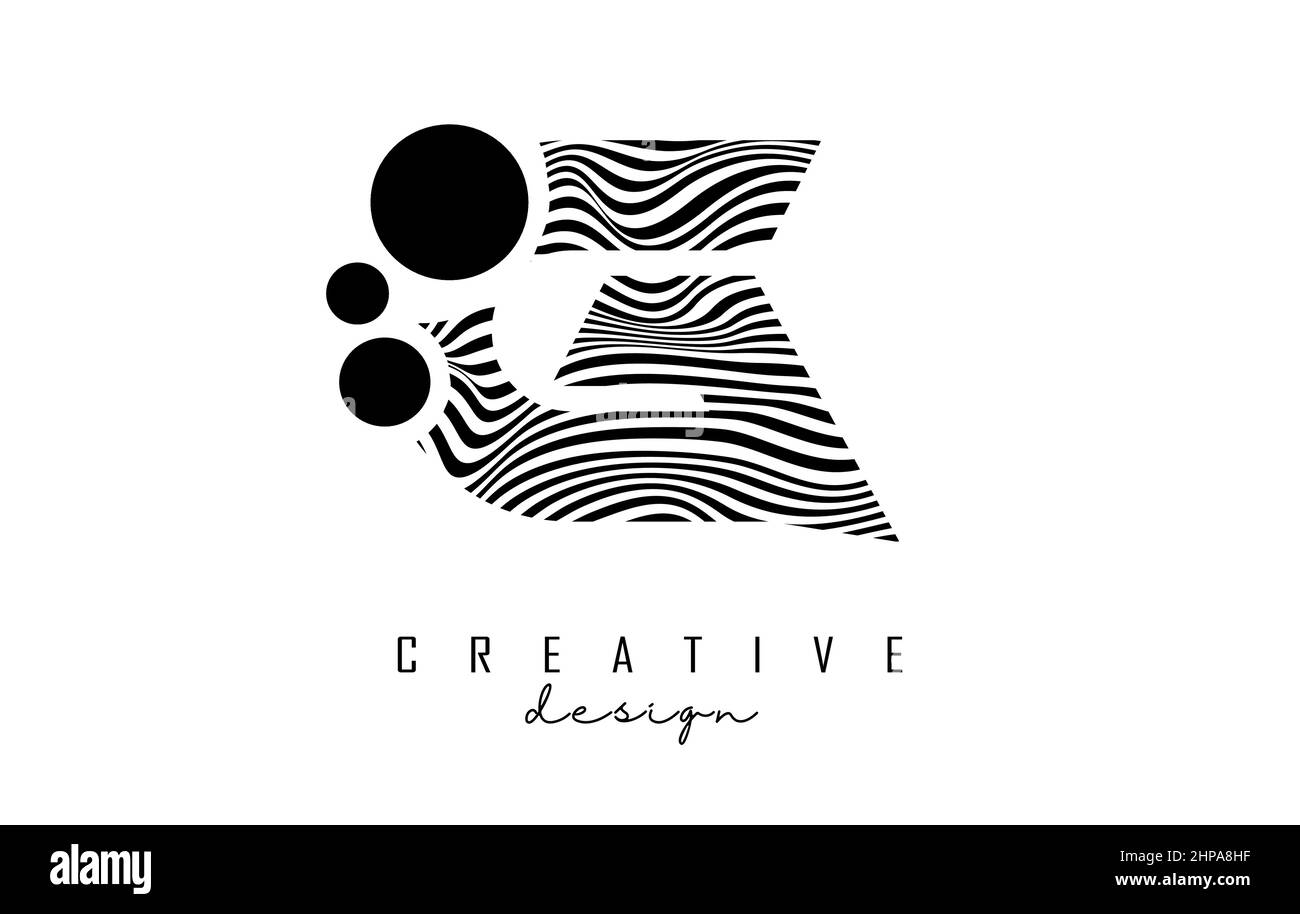 Letter G logo with black lines and dots. Vector illustration with ...