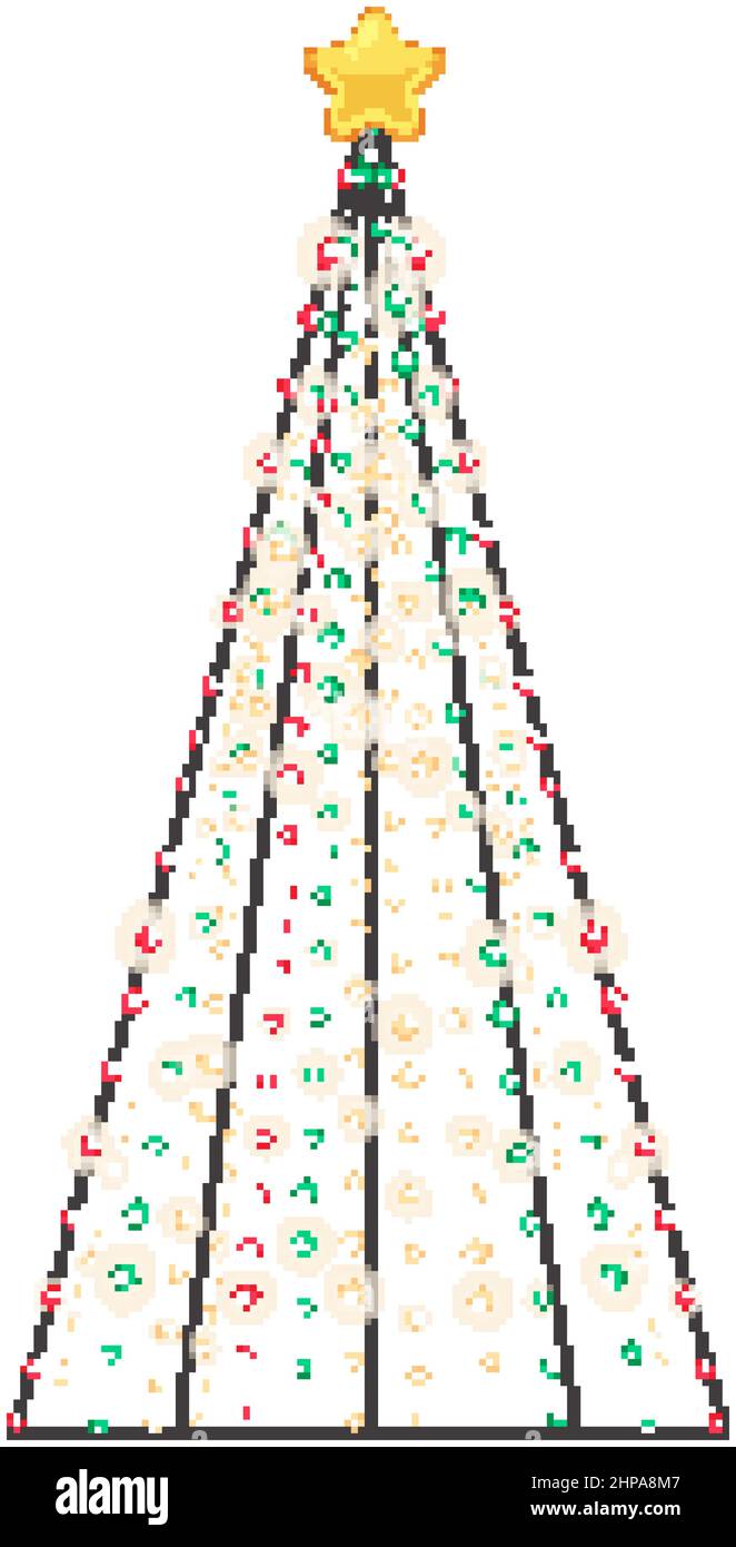 Lights Christmas tree with star on white background illustration Stock ...