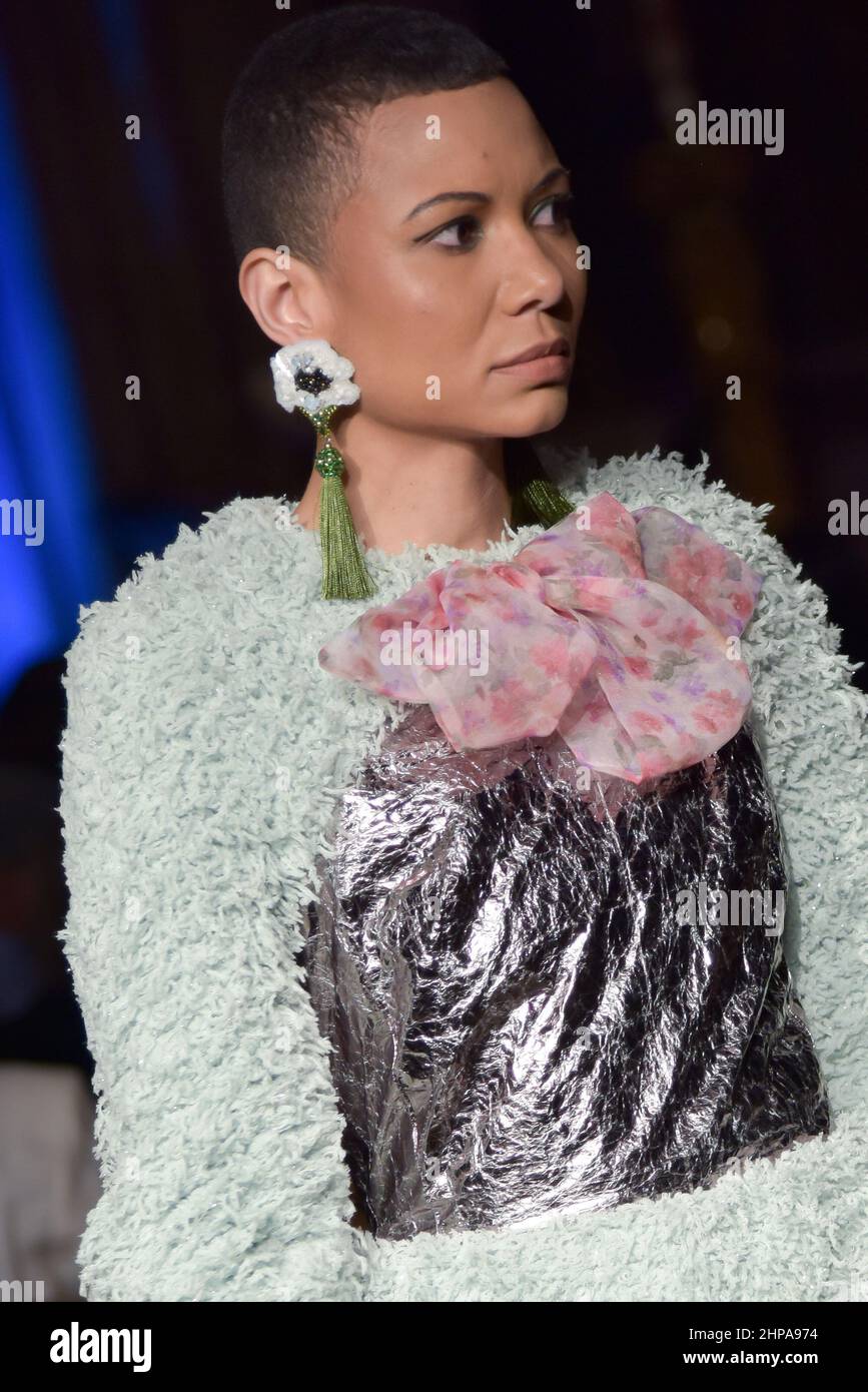 London, UK. 19th Feb, 2022. A model walks at the Hip Curve Fashion Show