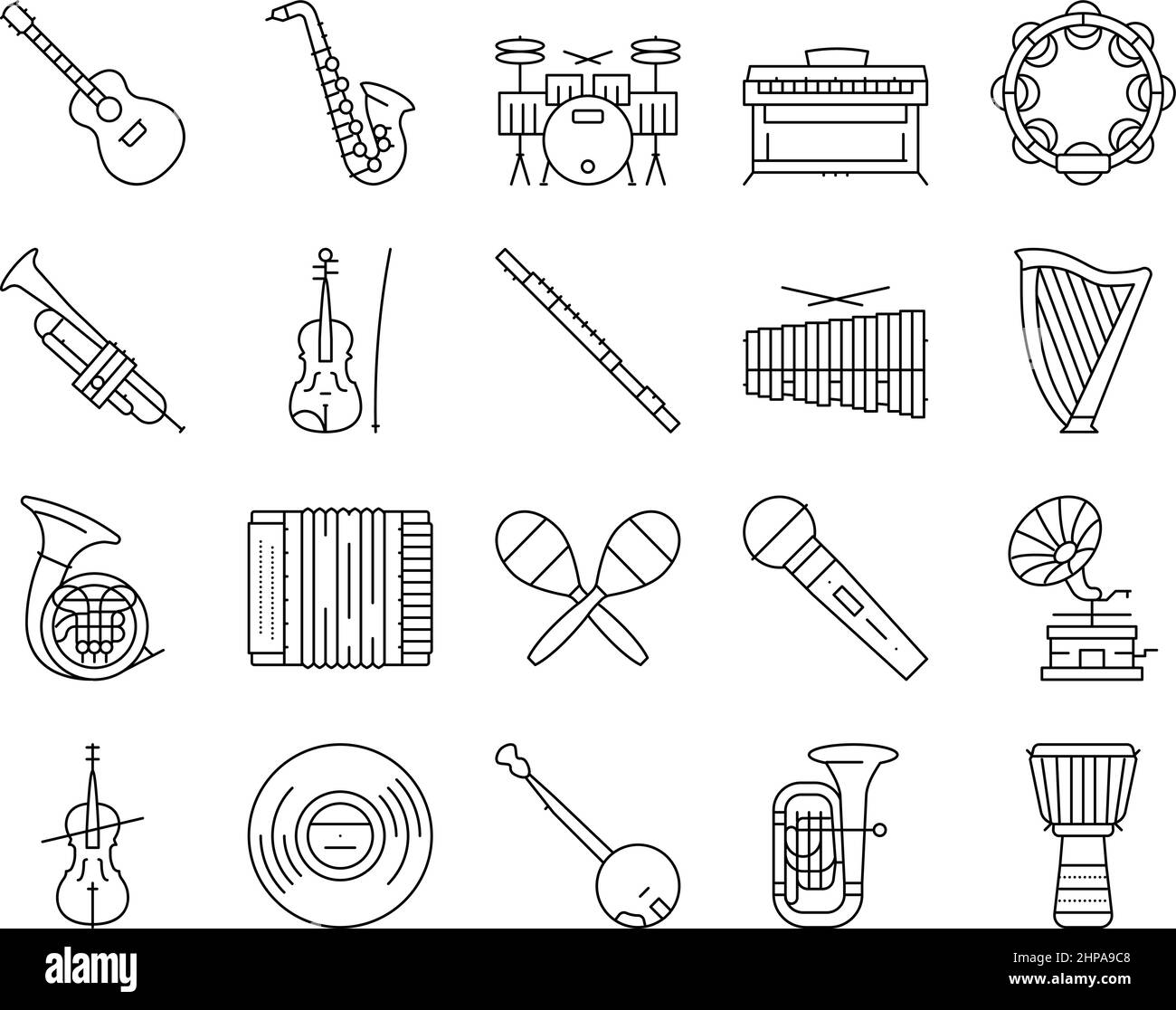 Music Instruments Performance Icons Set Vector Stock Vector Image & Art ...