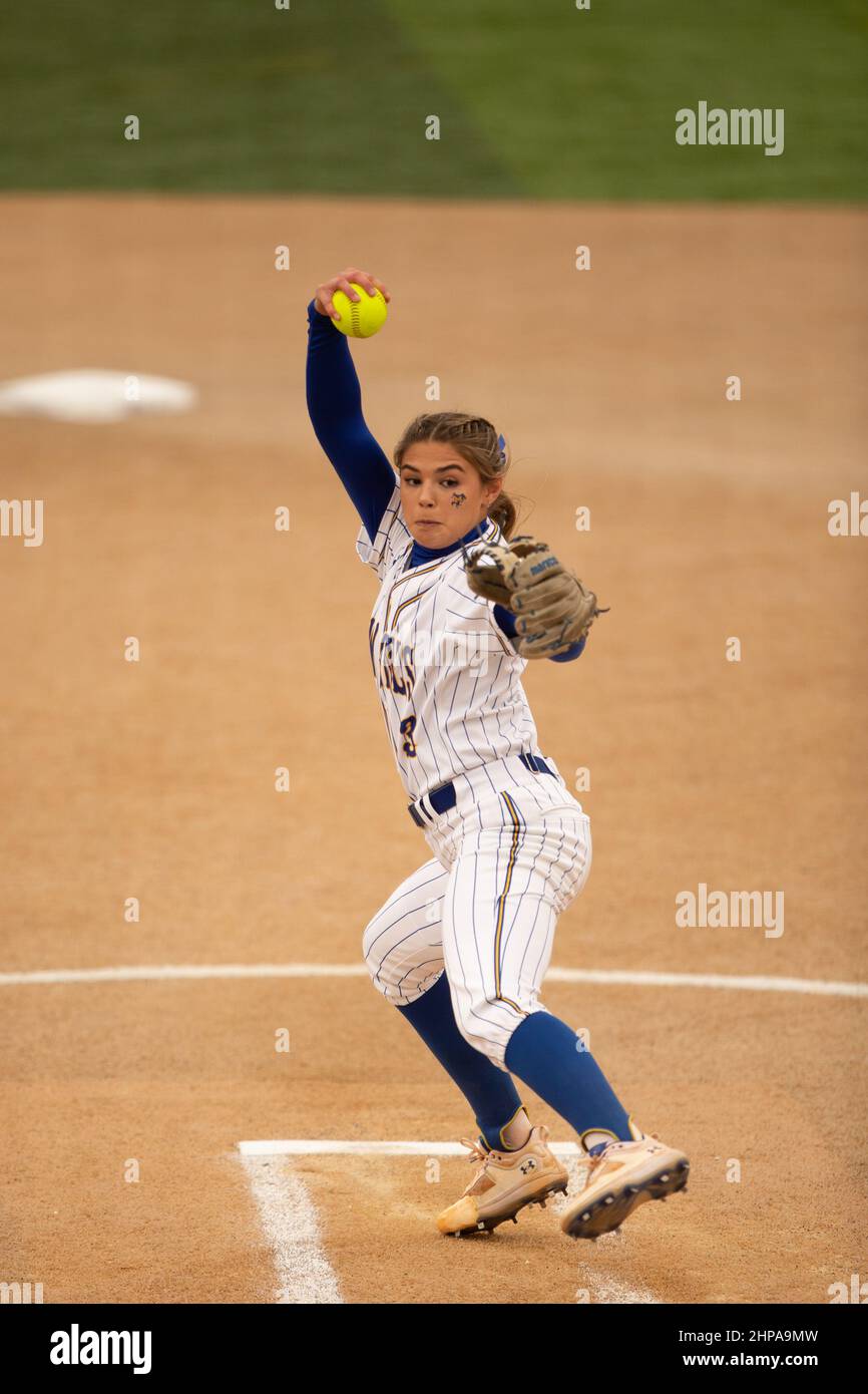 McNeese State Cowgirls pitcher Ashley Vallejo (3) starts against Tulsa during the McNeese State Softball Tournament, Saturday, Feb. 12, 2022, in Lake Stock Photo