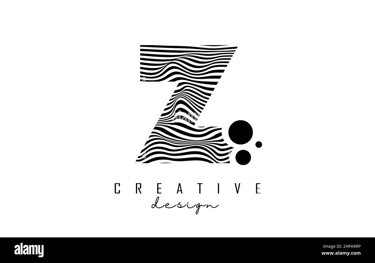 Purple Letter Z logo with lines and dota. Vector illustration with ...