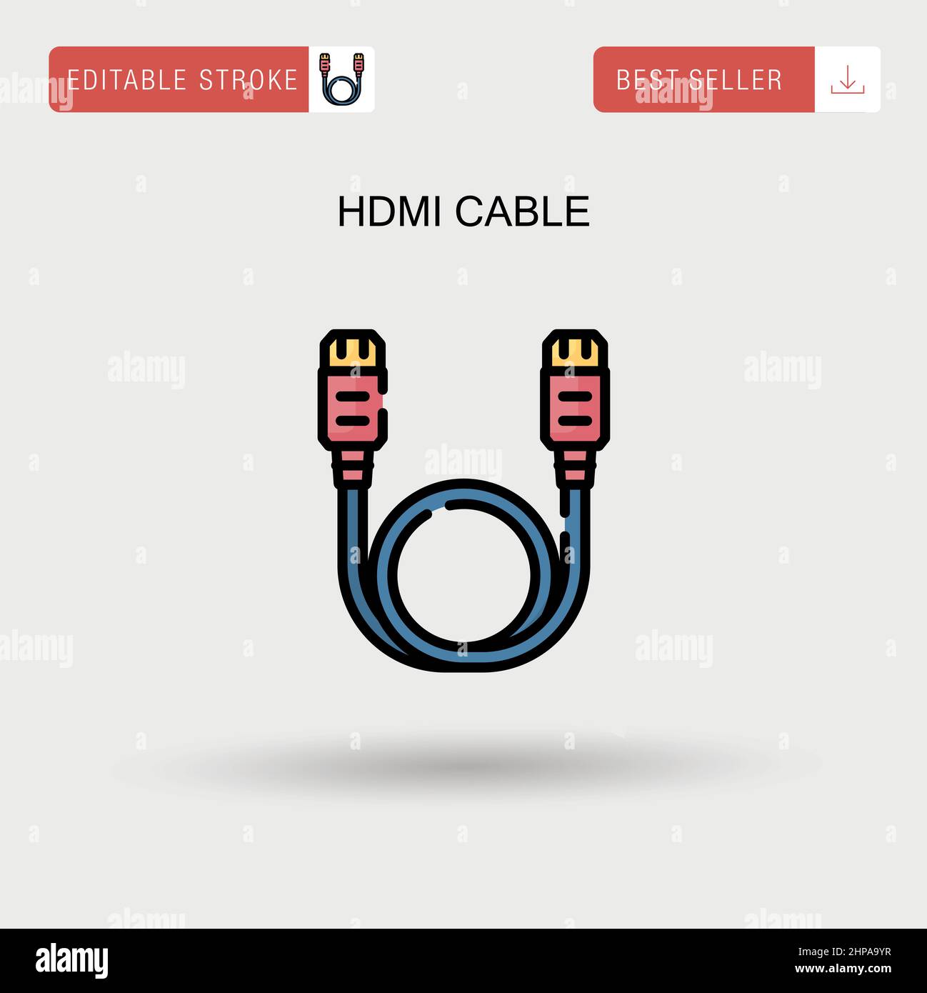 Hdmi cable Simple vector icon. Stock Vector