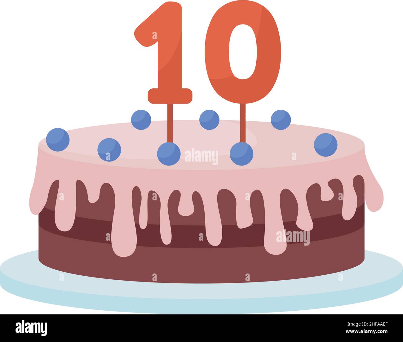 Birthday cake with candles semi flat color vector object Stock Vector