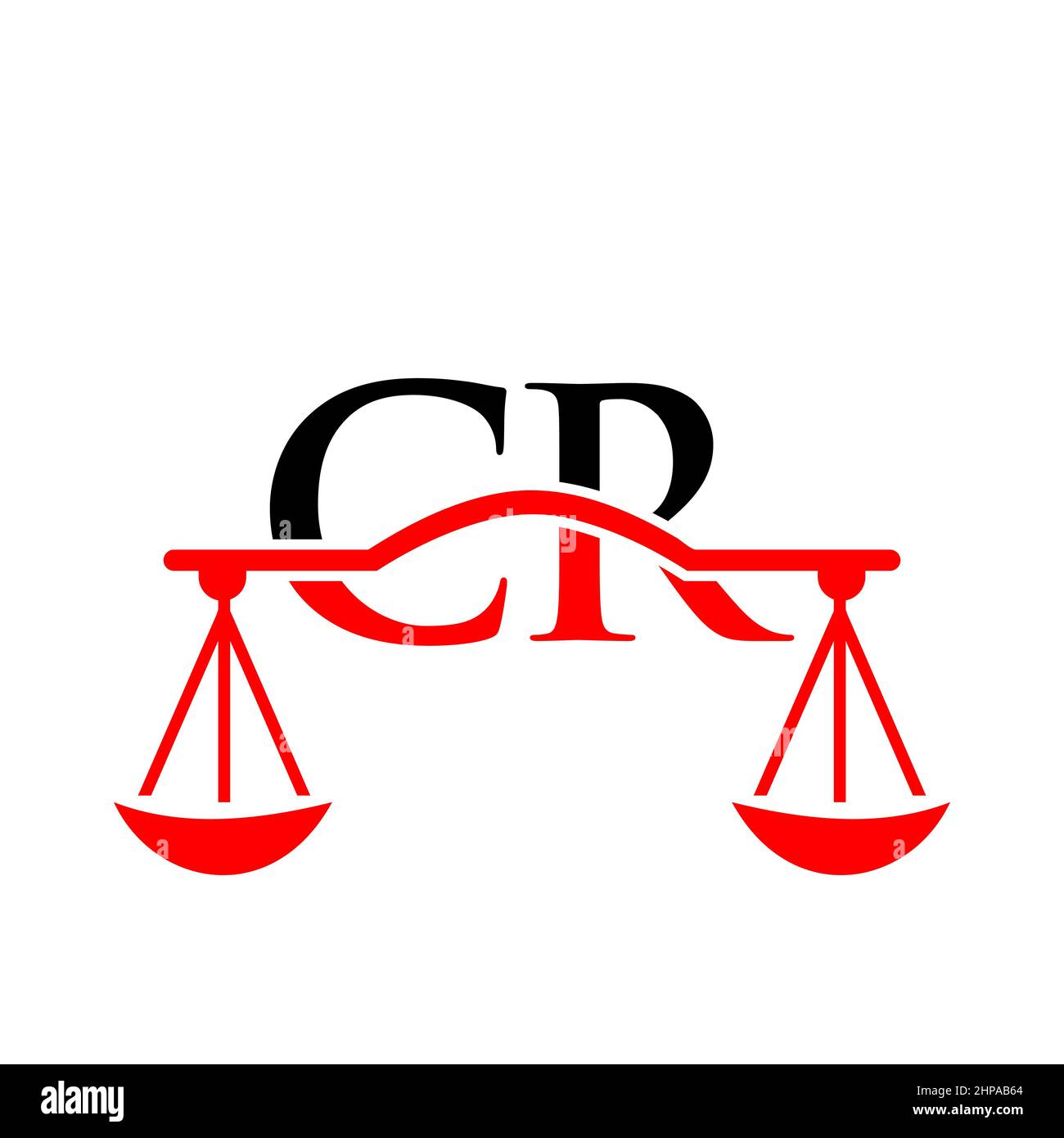 Law Firm Letter CR Logo Design. Lawyer, Justice, Law Attorney, Legal, Lawyer Service, Law Office, Scale. Law Logo On CR Letter Sign Stock Vector