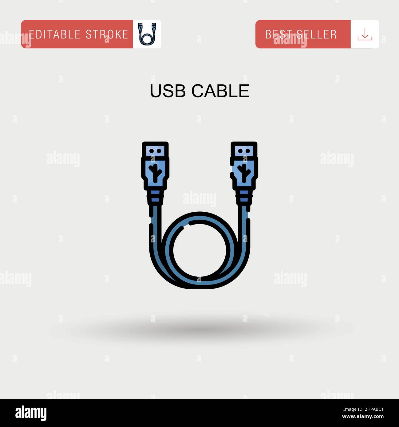 Usb cable Simple vector icon. Stock Vector