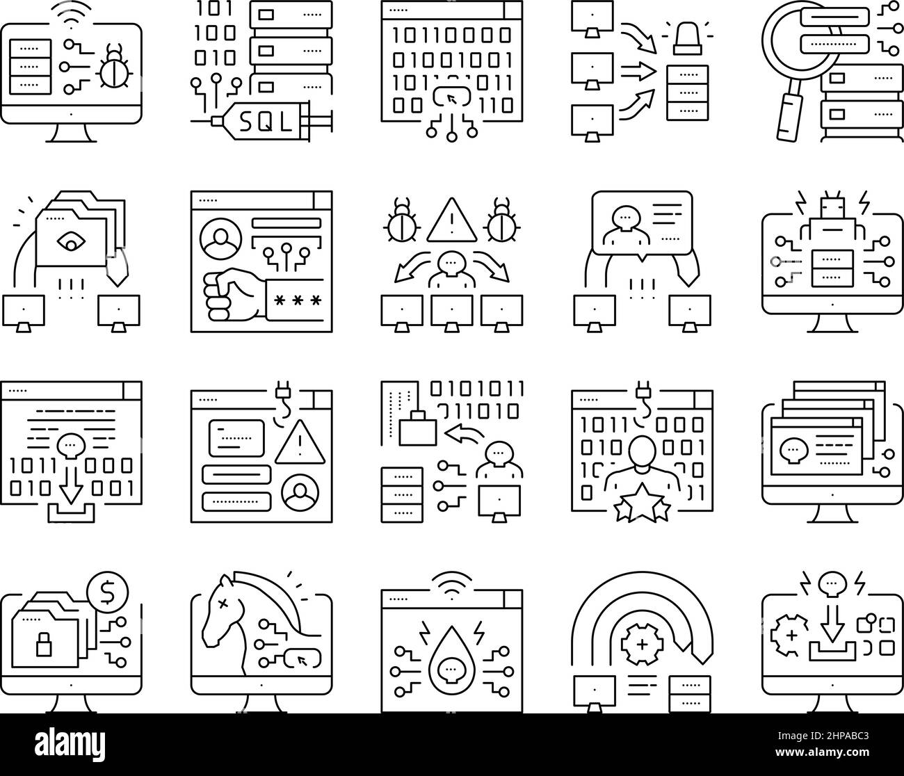 Cyber Crime Internet Business Icons Set Vector Stock Vector Image & Art ...