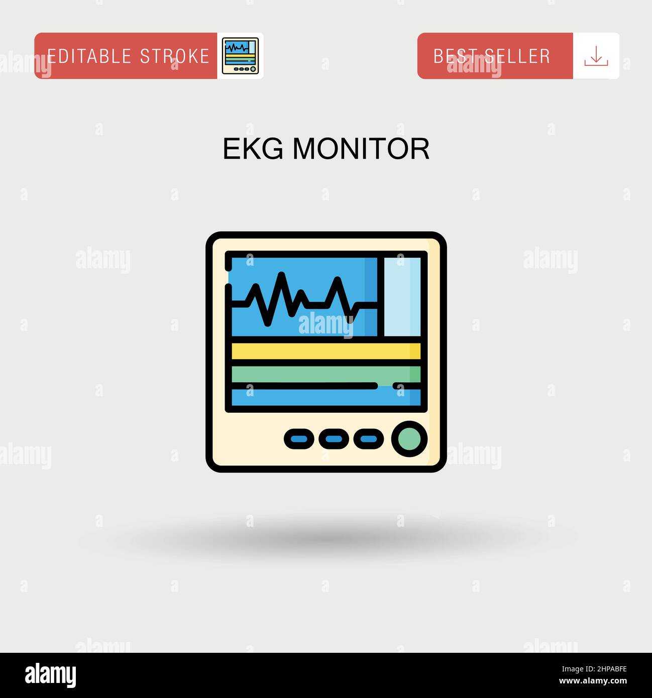 Ekg monitor Simple vector icon. Stock Vector