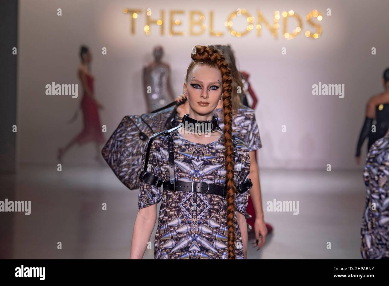 NEW YORK, NY - FEBRUARY 16, 2022: Models walk the runway for The Blonds during New York Fashion Week: The Shows at Spring Studios. Stock Photo
