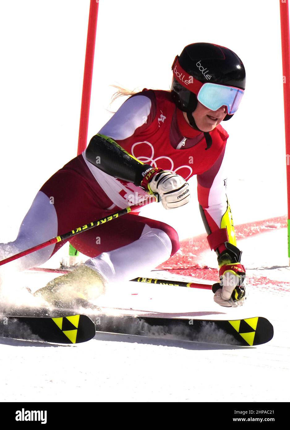 Beijing, China. 19th Feb, 2022. Katharina Truppe of Austria skis during the Mixed Team Parallel event at the Winter Olympics in Beijing on Sunday February 20, 2022. Austria went on to take the gold medal in the event. Photo by Rick T. Wilking/UPI Credit: UPI/Alamy Live News Stock Photo