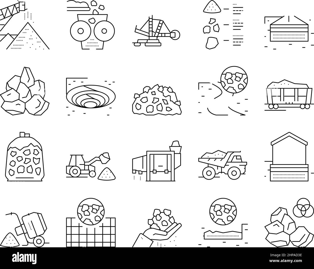Crushed Stone Mining Collection Icons Set Vector Stock Vector Image ...