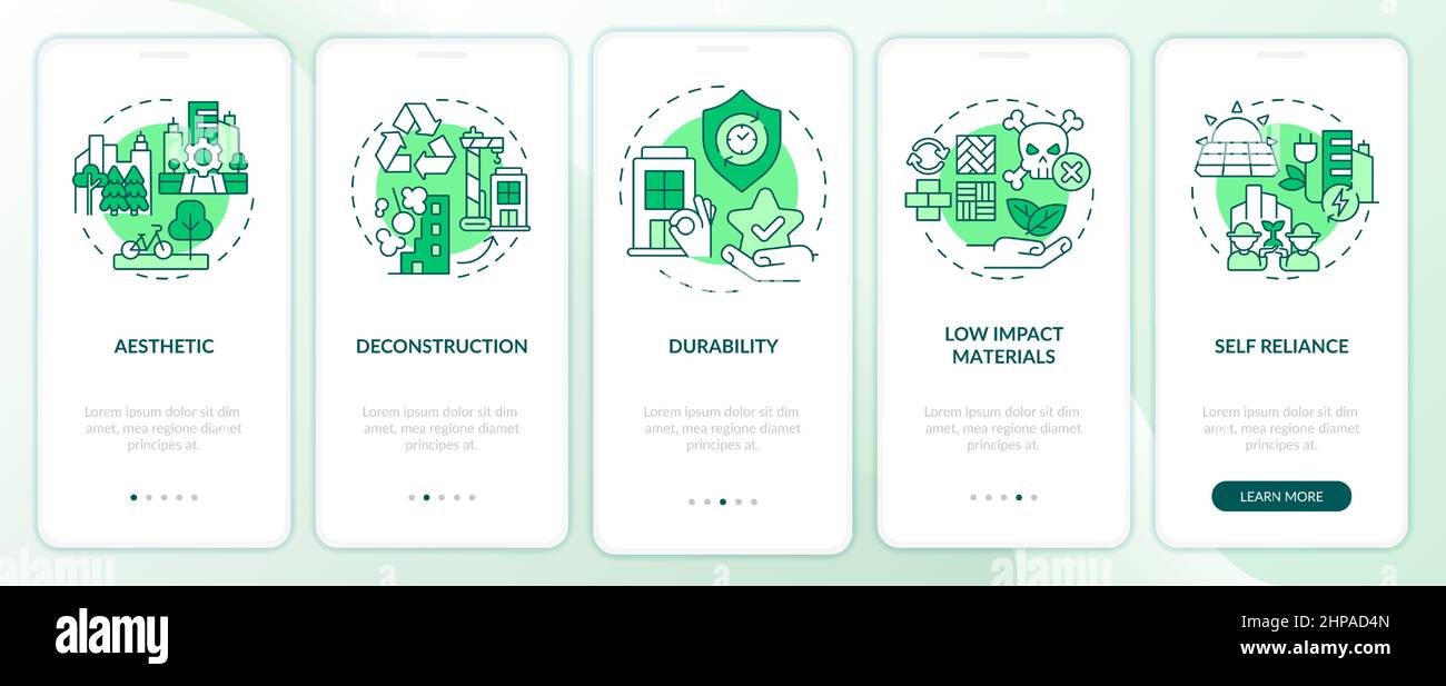 Sustainable city design green onboarding mobile app screen Stock Vector ...