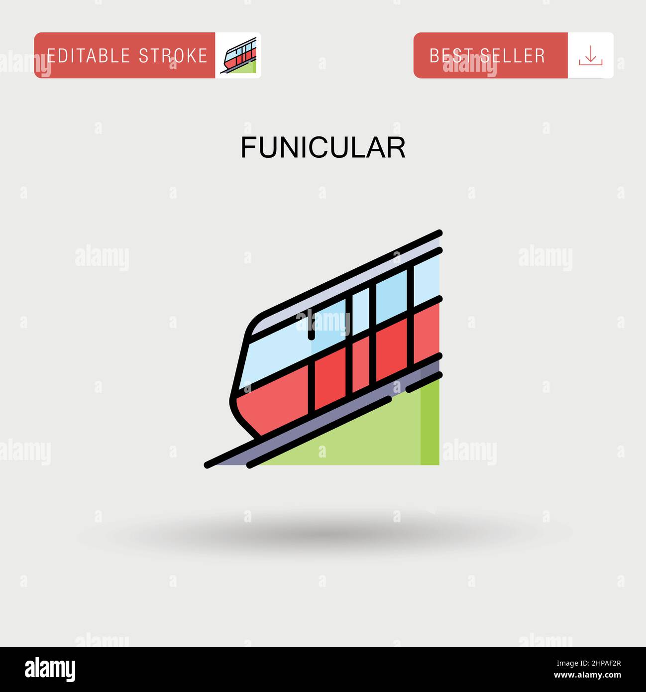 Funicular Simple vector icon. Stock Vector