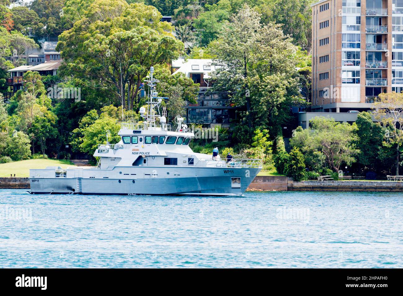 OPV Nemesis is the 35m, 2008 built, offshore patrol vessel of the New South Wales Police Force operating mostly from Sydney Harbour Stock Photo