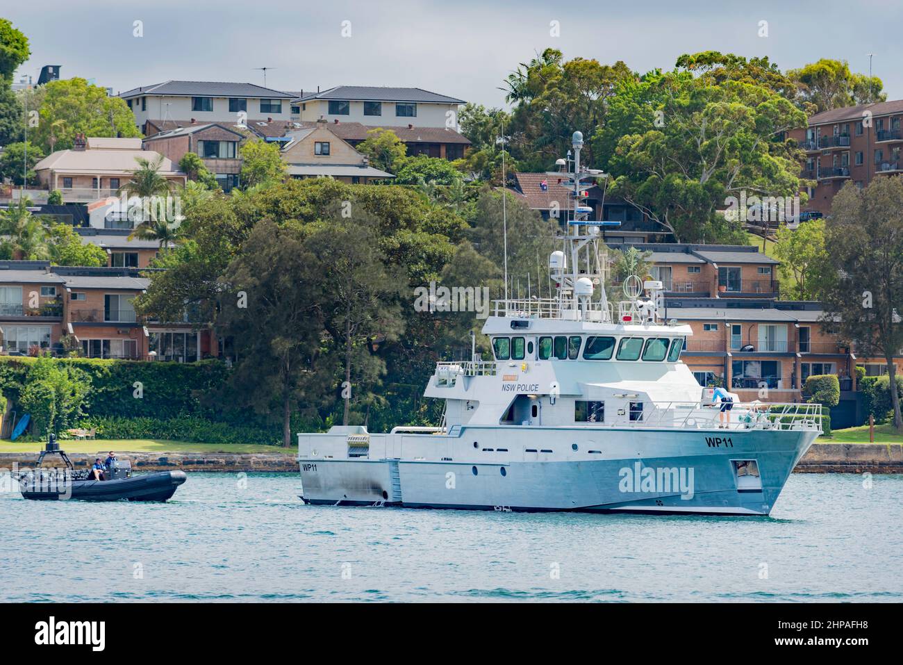 OPV Nemesis is the 35m, 2008 built, offshore patrol vessel of the New South Wales Police Force operating mostly from Sydney Harbour Stock Photo