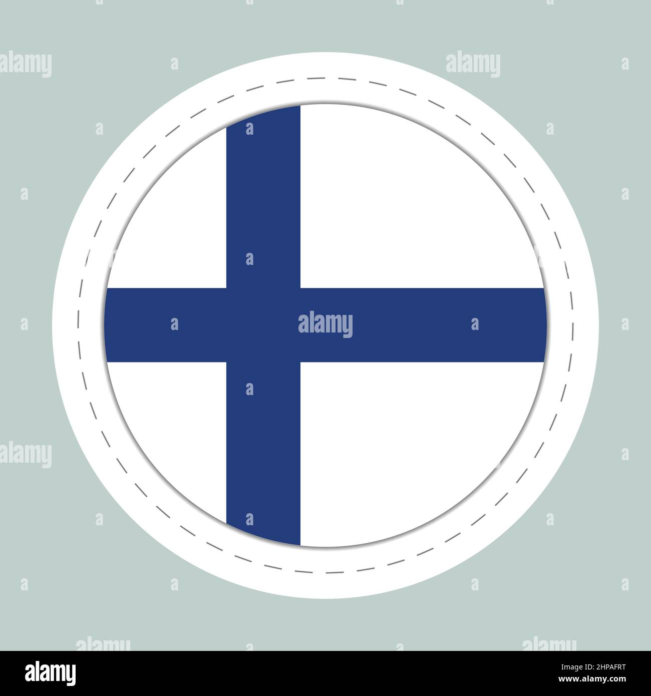 Sticker ball with flag of Finland. Round sphere, template icon. Finnish