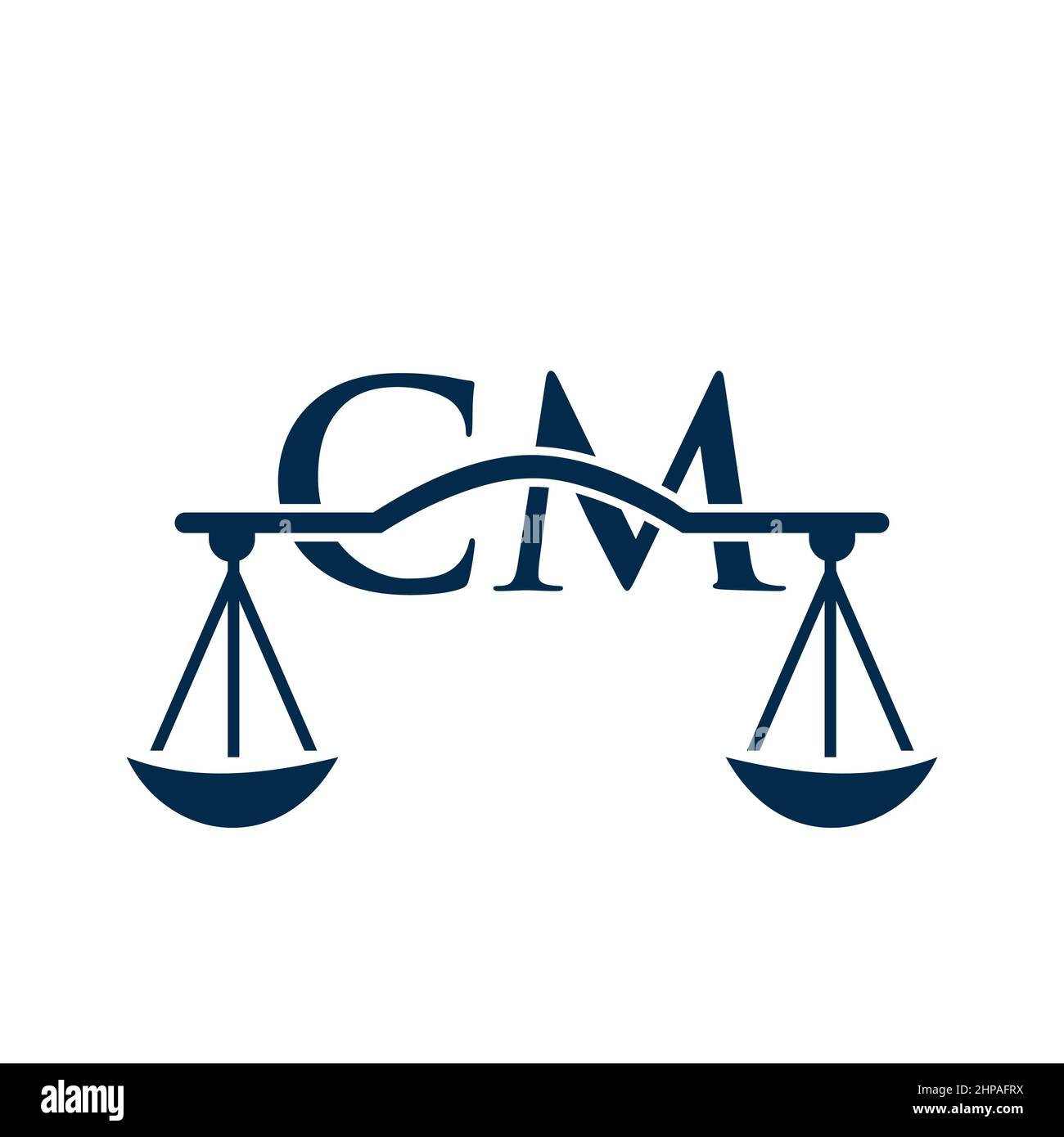 Law Firm Letter CM Logo Design. Lawyer, Justice, Law Attorney, Legal, Lawyer Service, Law Office, Scale. Law Logo On CM Letter Sign Stock Vector