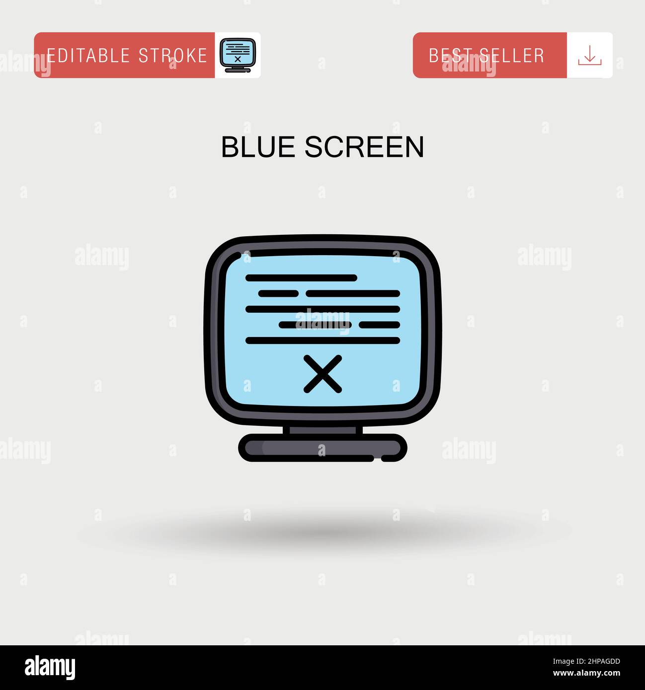Blue screen Simple vector icon. Stock Vector