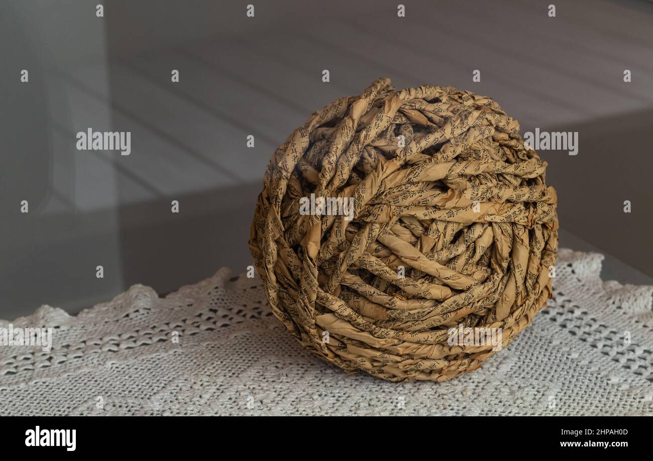 Handmade environmental decorative ball made of natural materials. Paper