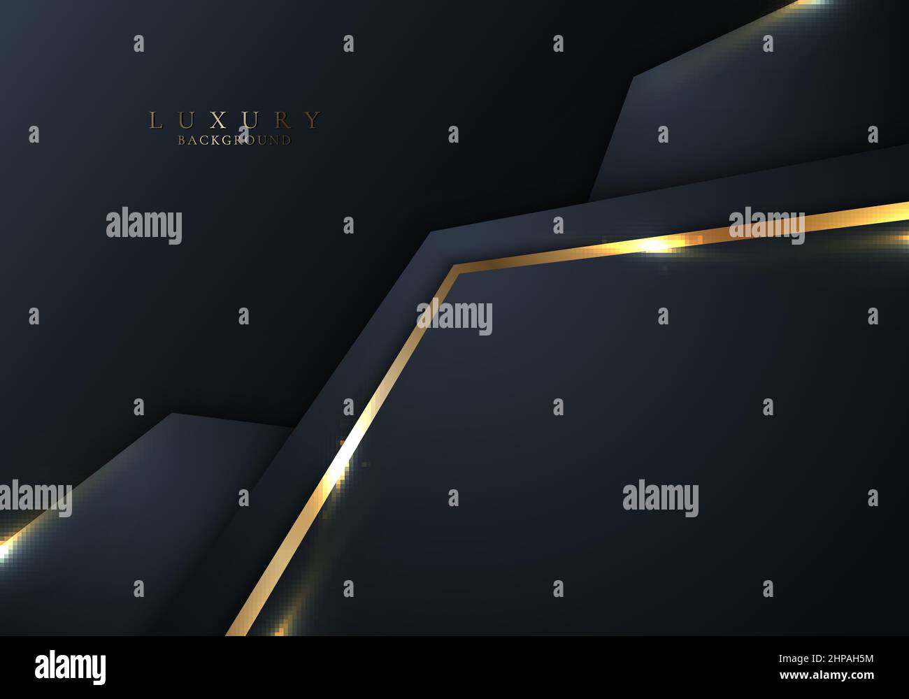 Luxury style template abstract 3D blue geometric shapes and golden ...