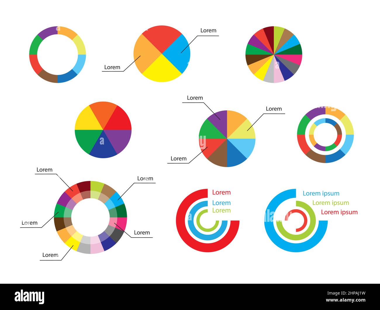 color round diagrams - vector set of infographic Stock Vector