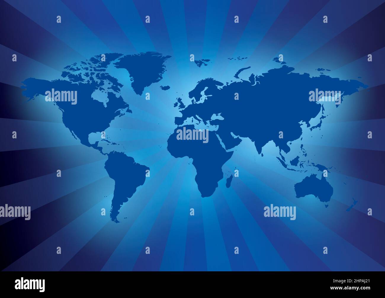 dark blue background with map of the world vector with rays. Eps in