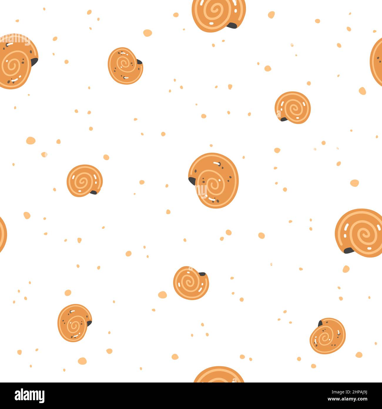 Yellow seashells on a beige background. Vector Seamless pattern Stock Vector