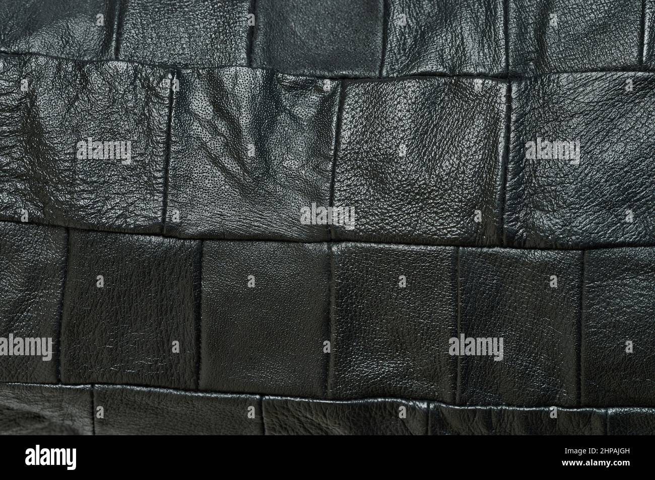 Dark leather square patch material background pattern Stock Photo