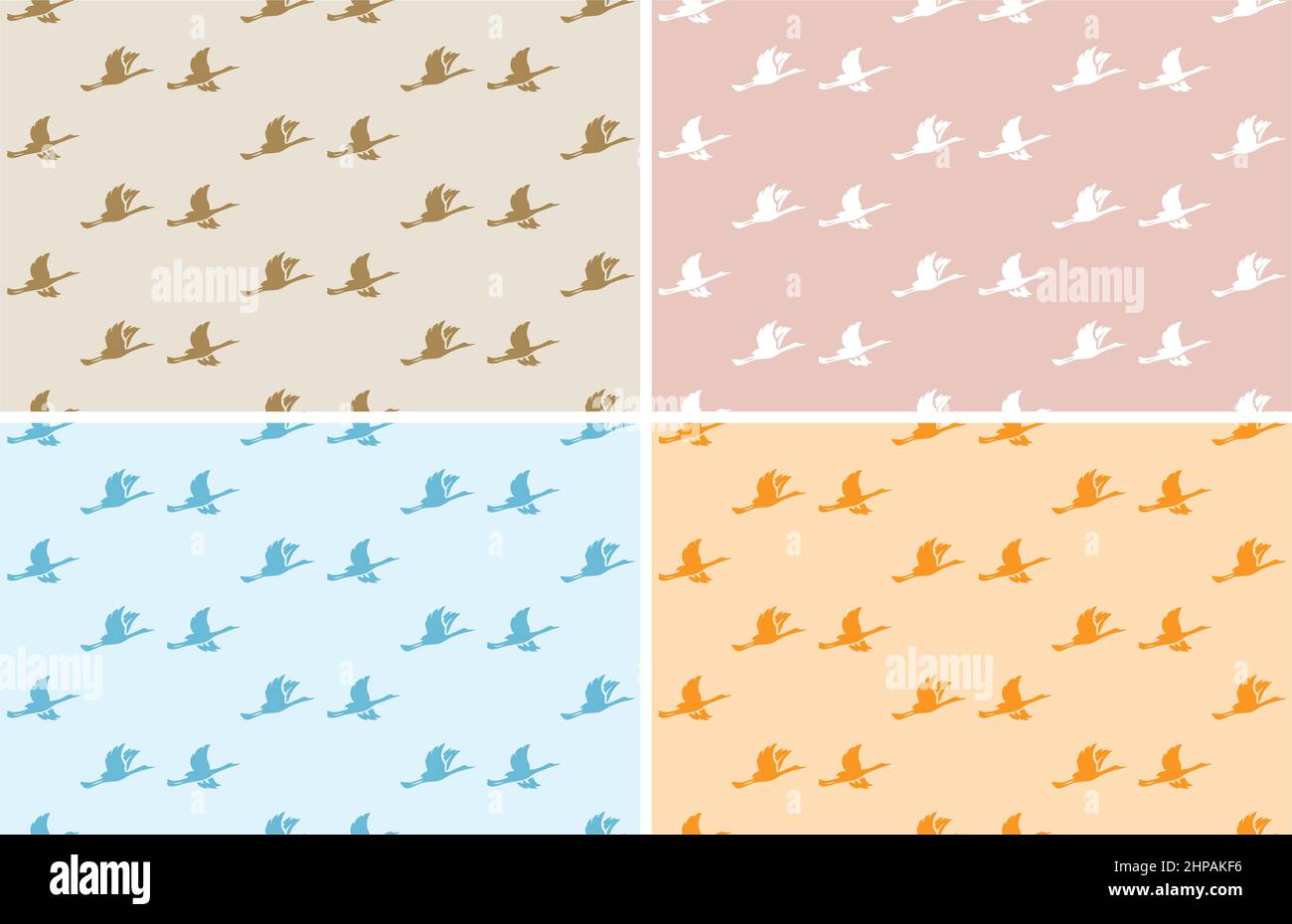 light color patterns with birds - seamless vector set Stock Vector