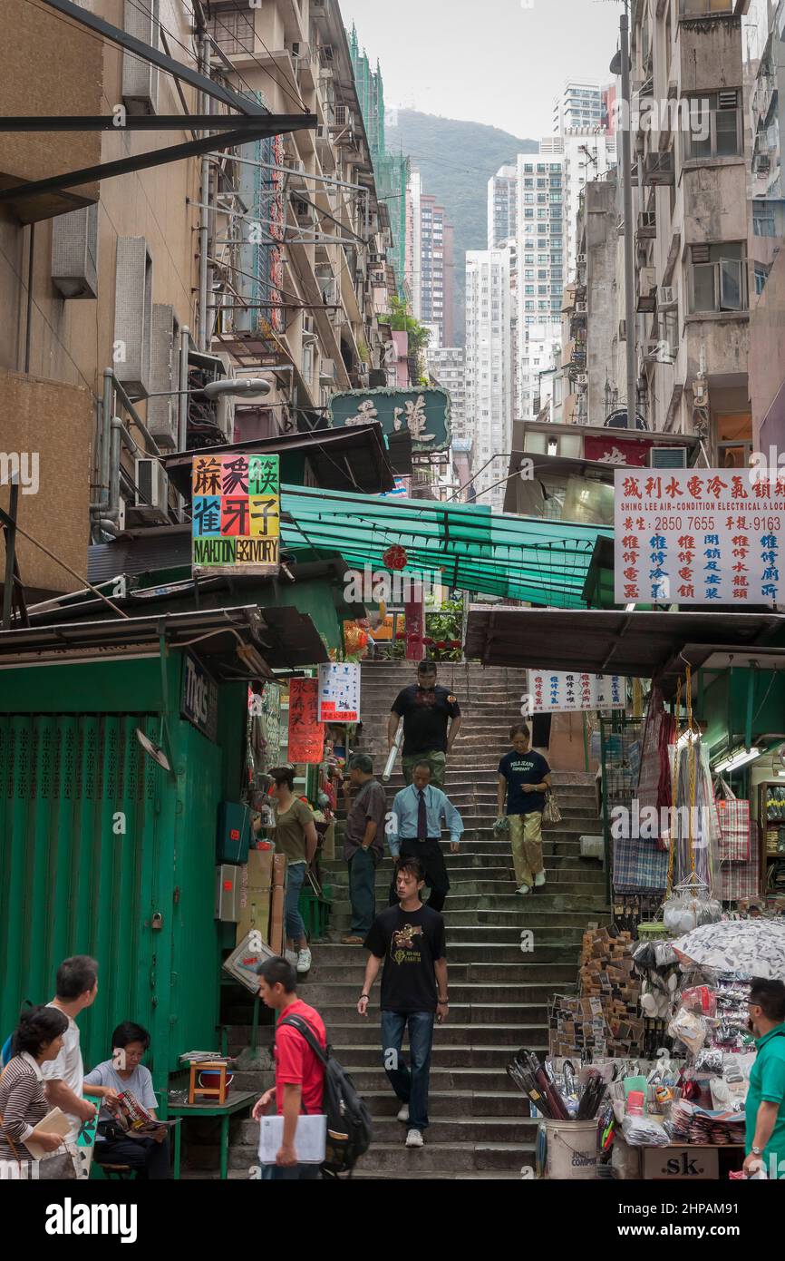 Street market in Pottinger Street, Central, Hong Kong Island, 2008