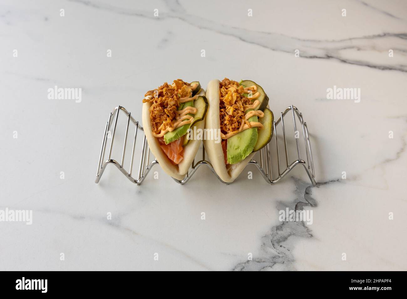 Traditional tasty baos on the table Stock Photo