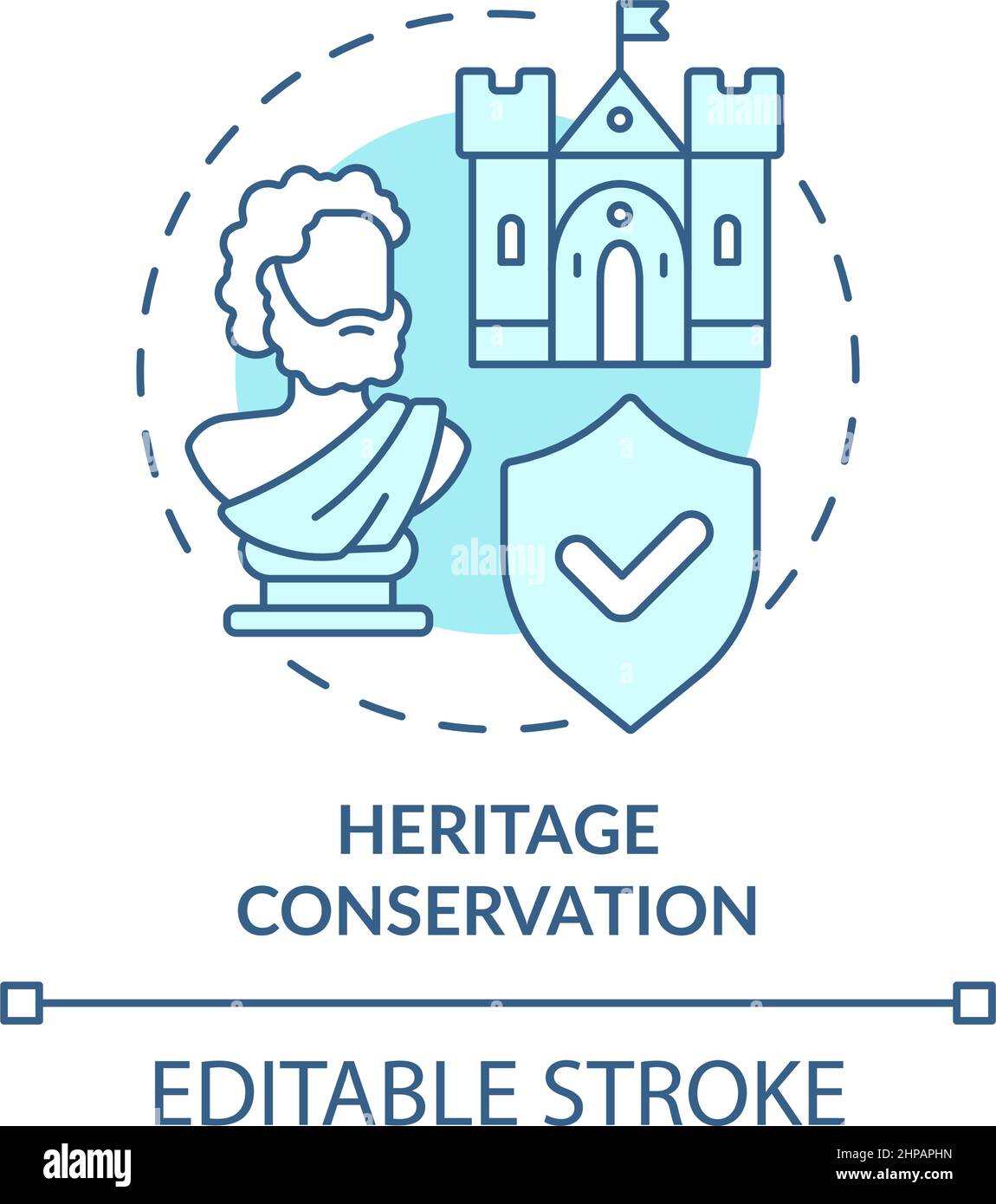 Heritage conservation turquoise concept icon Stock Vector