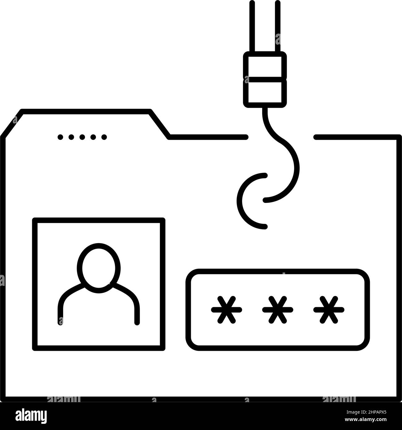 hacking user folder line icon vector illustration Stock Vector Image ...