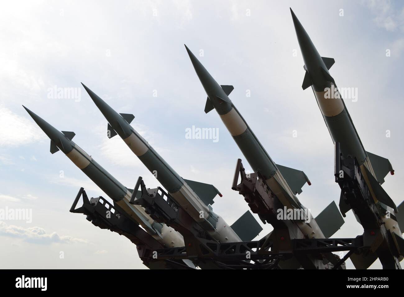 Radom, Mazowieckie, Poland - August 23th, 2015: Anti-aircraft cruise missles on a launcher Stock Photo