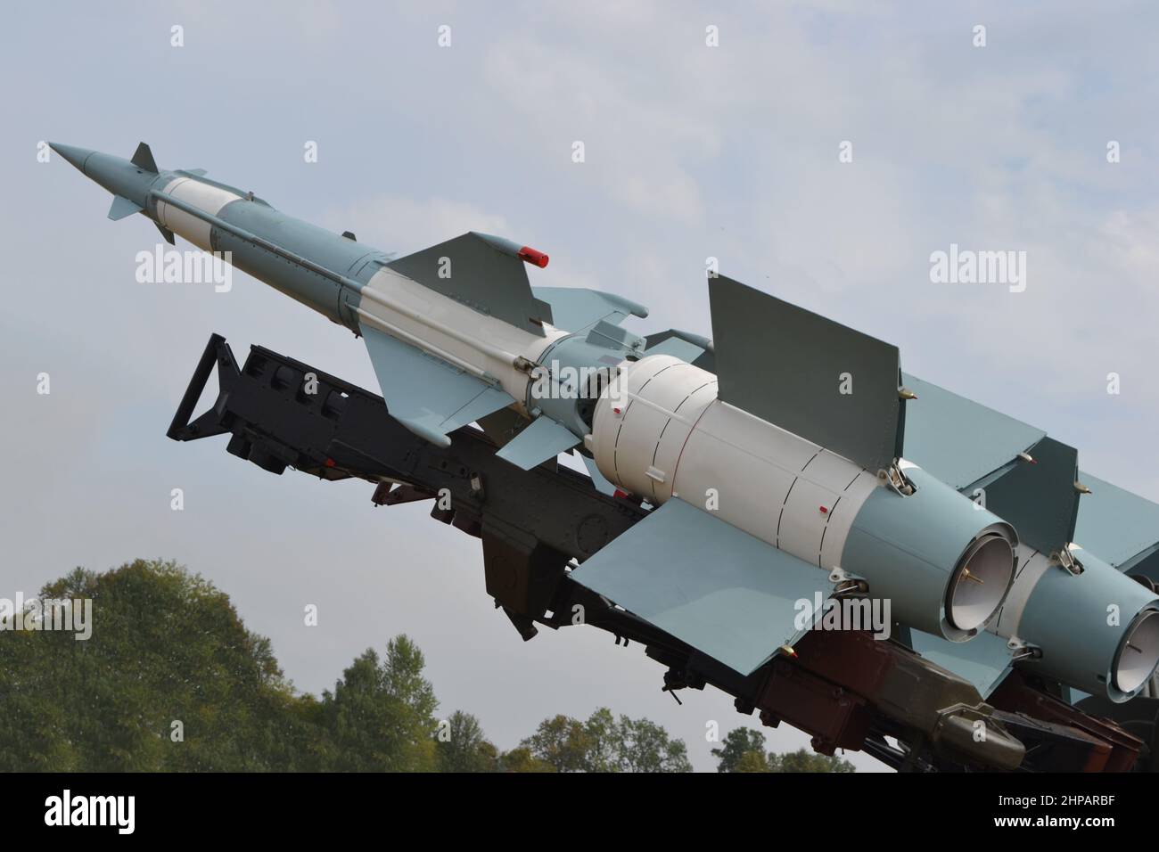 Radom, Mazowieckie, Poland - August 23th, 2015: Anti-aircraft cruise missles on a launcher Stock Photo
