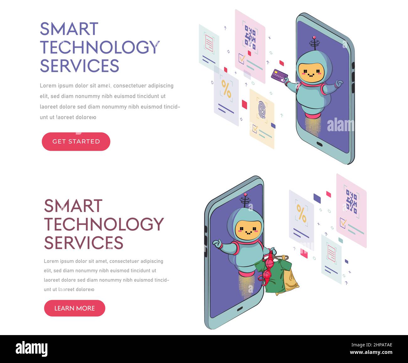 Set of artificial intelligence abstract concept vector illustration ...