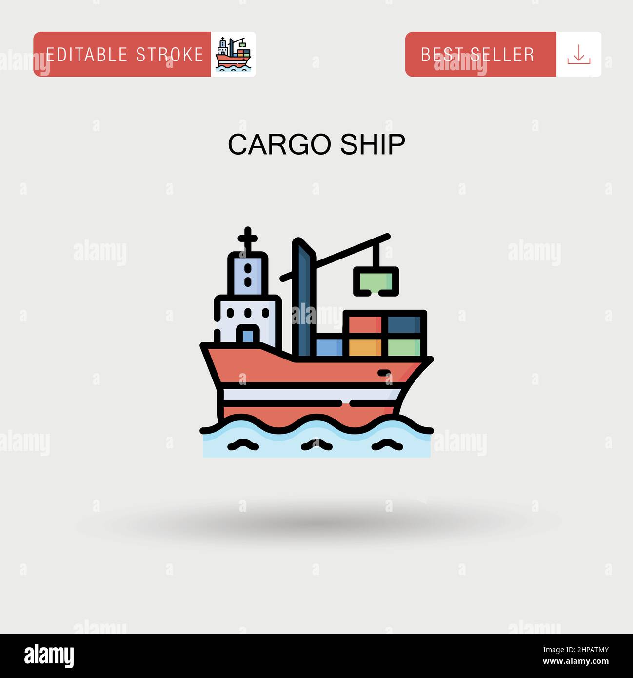 Cargo ship Simple vector icon. Stock Vector