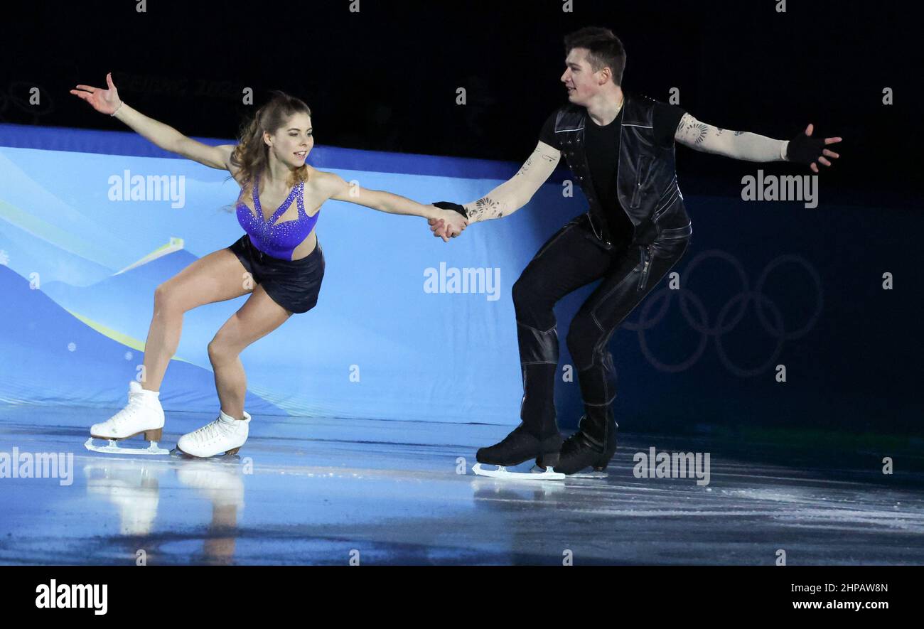 Beijing, China. 20th Feb, 2022. Anastasia Mishina (L)/Aleksandr Galliamov  of ROC perform during the figure skating gala event of the Beijing 2022  Winter Olympics at Capital Indoor Stadium in Beijing, capital of