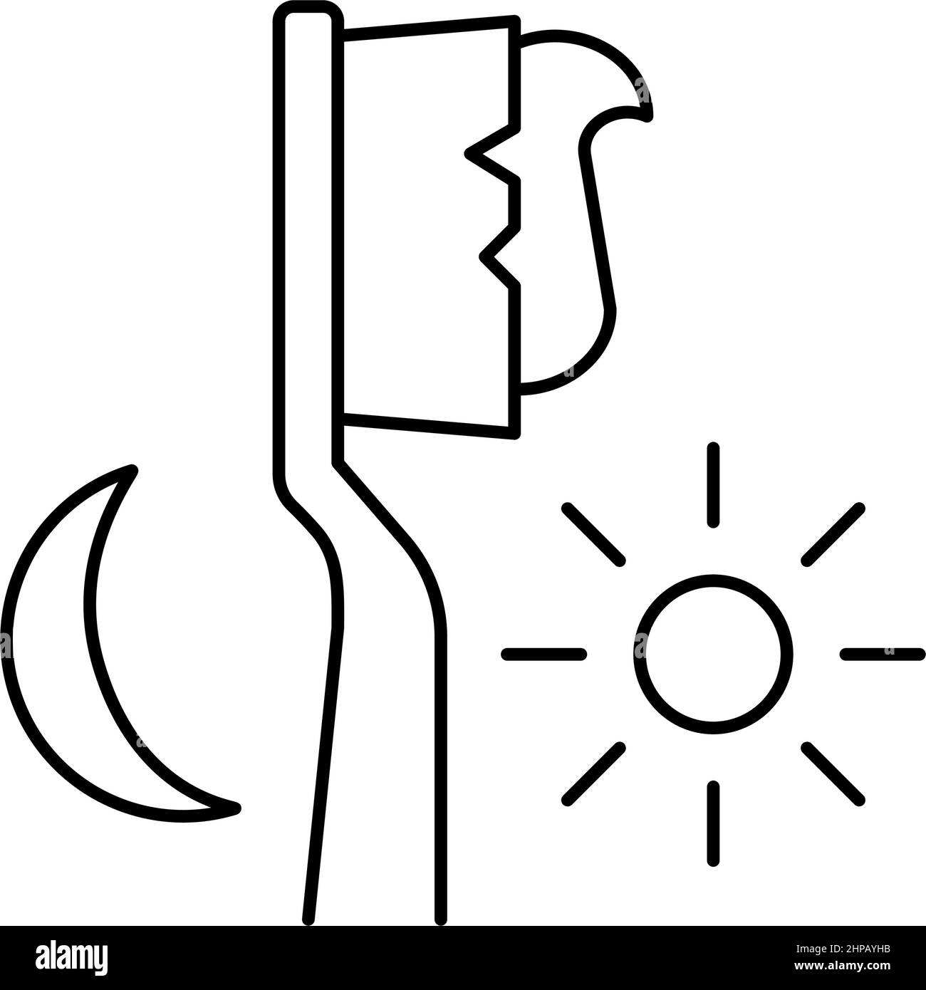 morning and evening cleaning toothpaste and toothbrush line icon vector ...