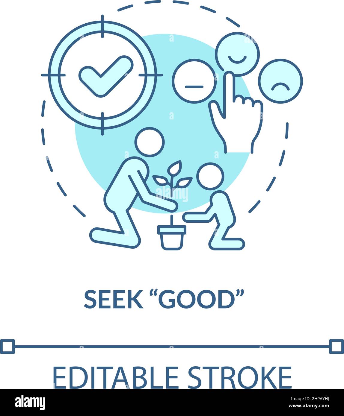 Seek good turquoise concept icon Stock Vector