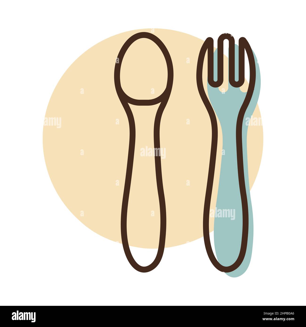Spoon and fork for baby vector icon. Graph symbol for children and ...